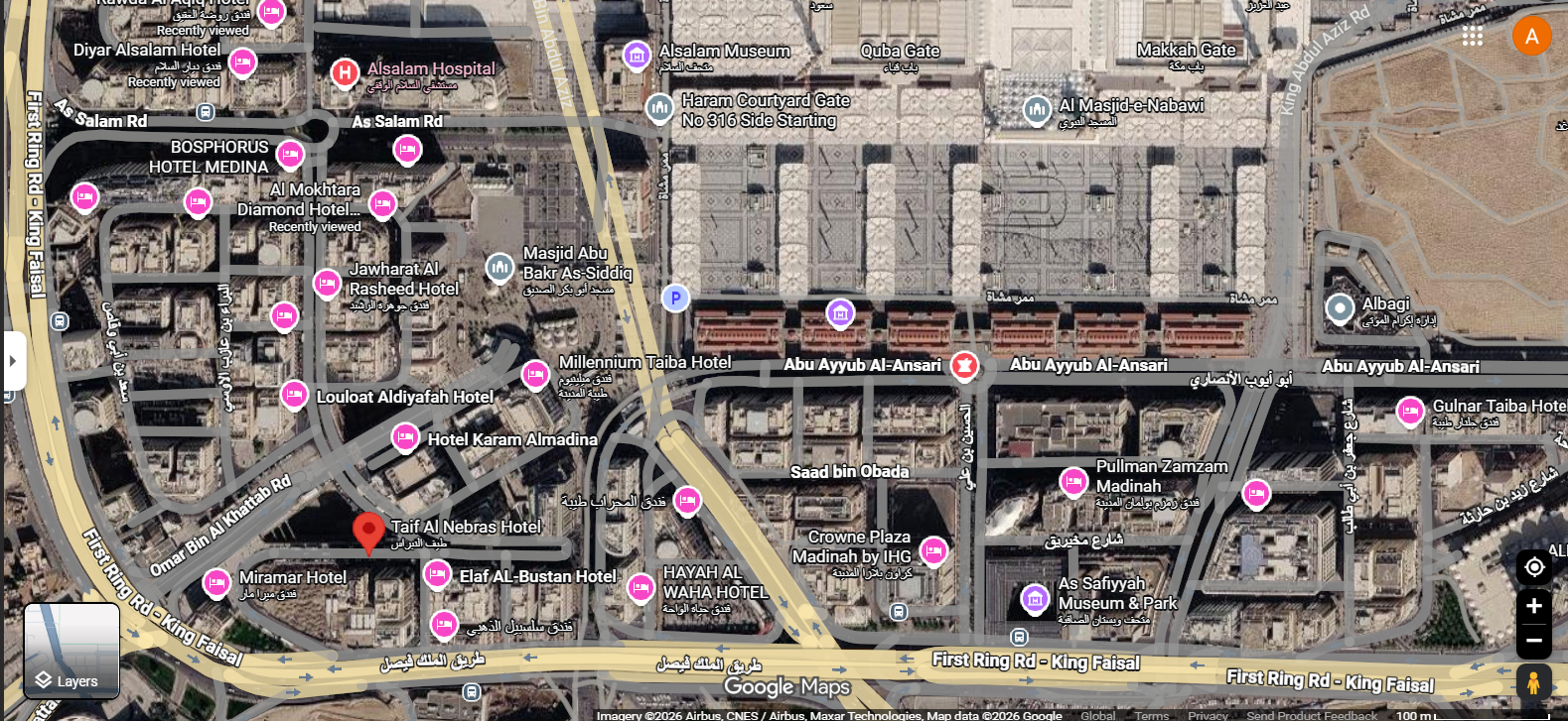 Taif Nabras Hotel Madina Location